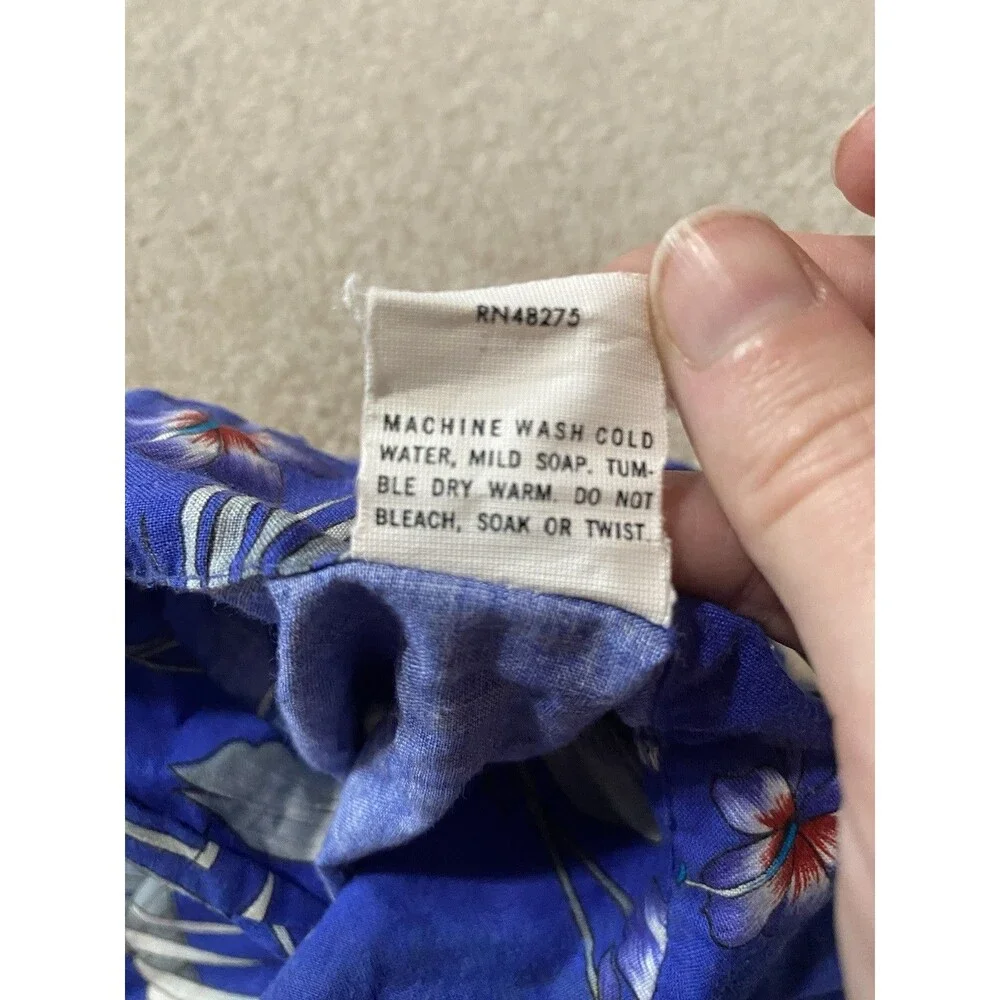 Vintage Nikky Hawaii Kids Blue Tropical Floral Shirt Shorts Set Size 12 Months